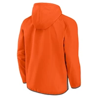 Veste à capuche orange demi-zip Fanatics pour hommes des Flyers de Philadelphie Flagrant Foul Anorak Raglan