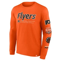 T-shirt orange à manches longues Fanatics pour hommes des Flyers de Philadelphie Strike the Goal