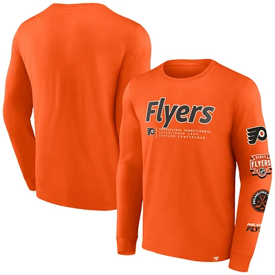 T-shirt orange à manches longues Fanatics pour hommes des Flyers de Philadelphie Strike the Goal