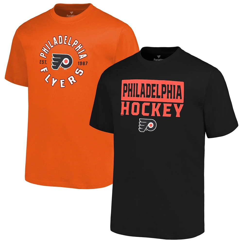 Ensemble de 2 t-shirts Fanatics Philadelphia Flyers Big & Tall pour hommes