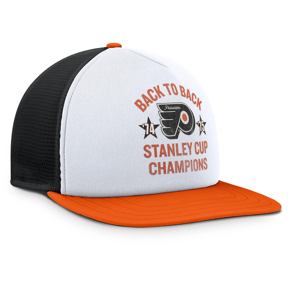 Casquette Snapback en mousse blanche/orange pour homme de la collection Decades des Flyers de Philadelphie Fanatics