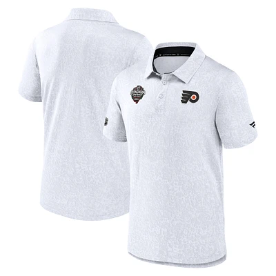 Polo blanc Pro Jacquard authentique de la série stade LNH 2024 des Flyers Philadelphie marque Fanatics pour hommes