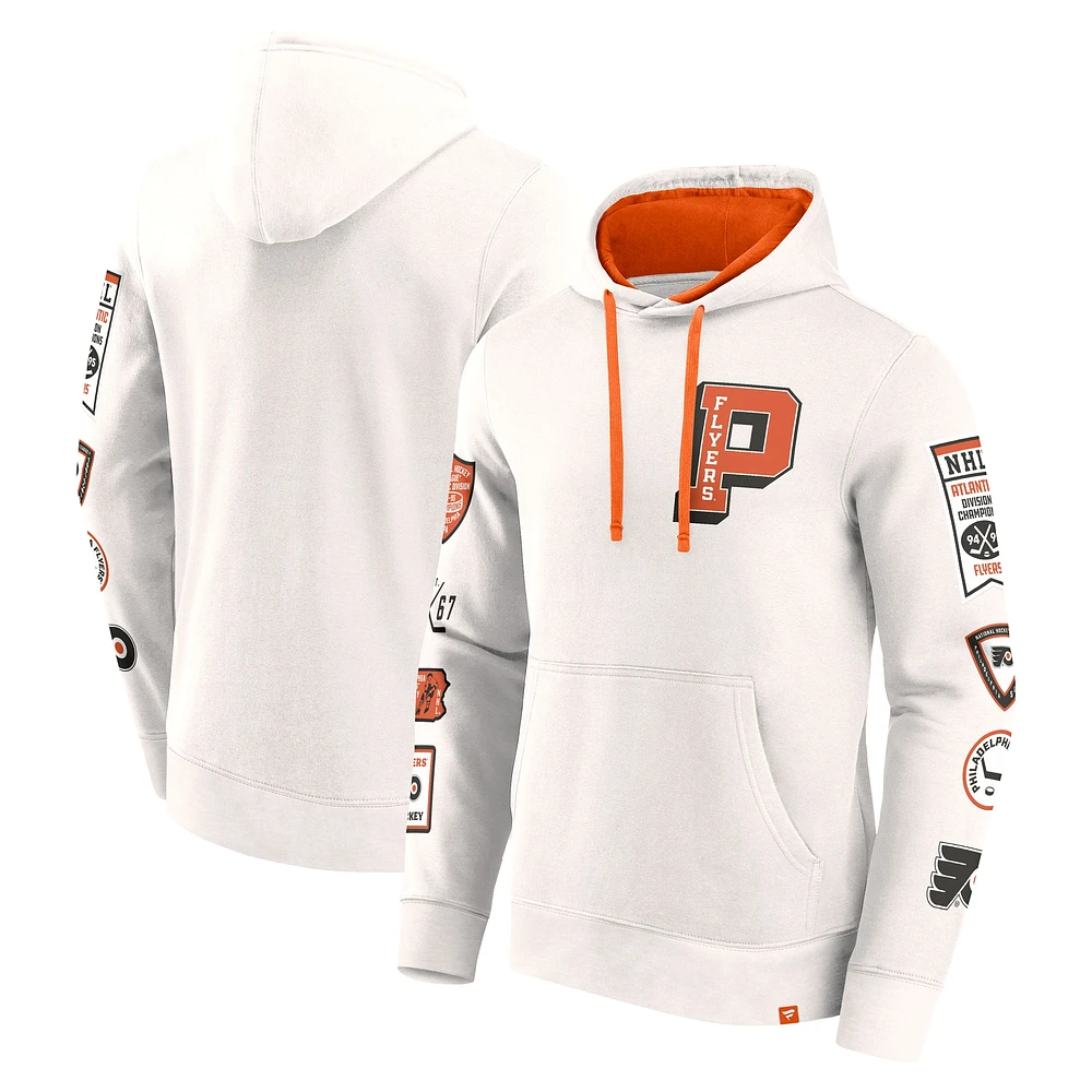 Sweat à capuche en polaire blanc Philadelphia Flyers Letterman Fanatics pour hommes