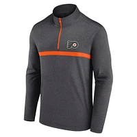 Haut à fermeture éclair quart de tour pour homme, couleur anthracite chiné, motif tête-à-tête des Flyers Philadelphie