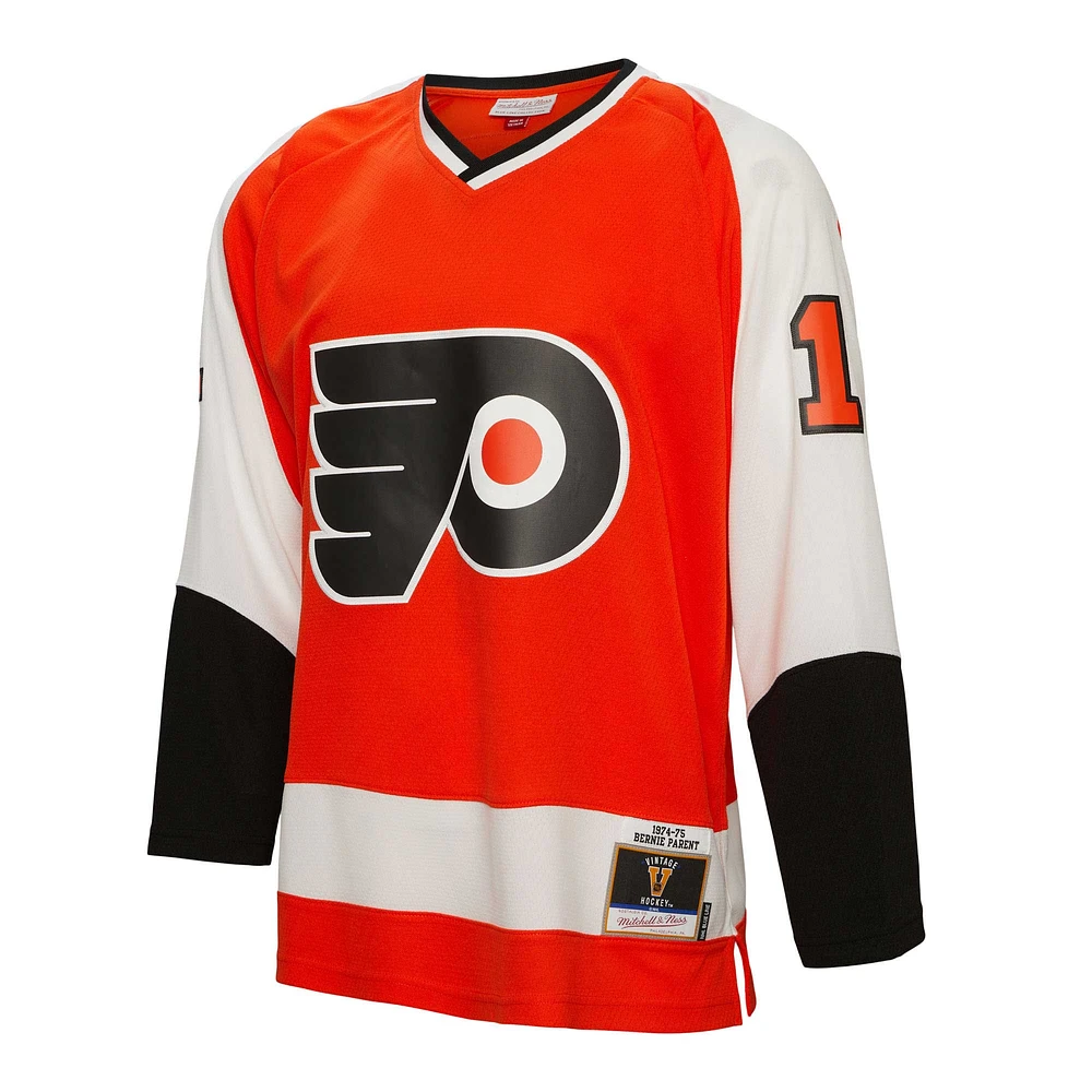 Men's Mitchell & Ness Bernie Parent Orange Philadelphia Flyers  1974/75 Blue Line Player Jersey