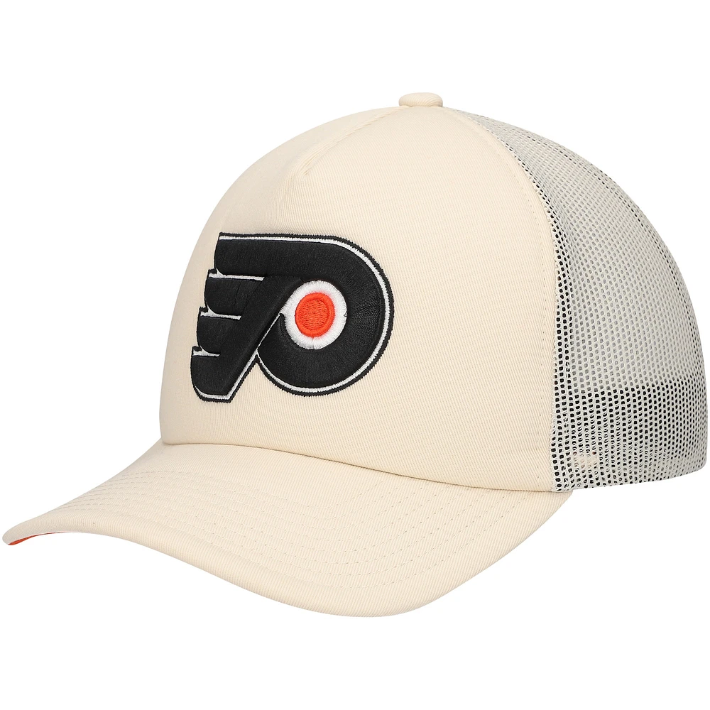 Men's Mitchell & Ness Cream Philadelphia Flyers Foam Front Trucker Adjustable Hat