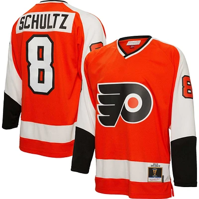 Maillot de joueur la ligne bleue Mitchell & Ness Dave Schultz orange des Flyers Philadelphie 1974/75 pour hommes