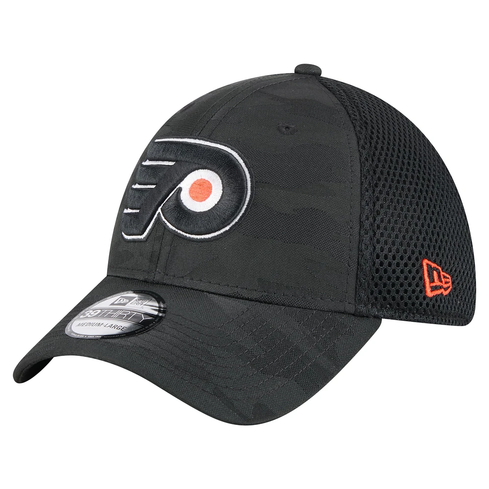 Men's New Era  Black Philadelphia Flyers Active Subtle Camo 39THIRTY Flex Hat