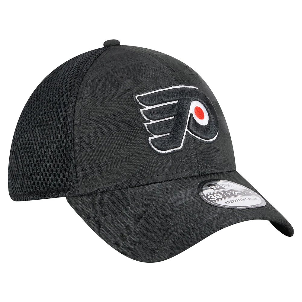 Men's New Era  Black Philadelphia Flyers Active Subtle Camo 39THIRTY Flex Hat