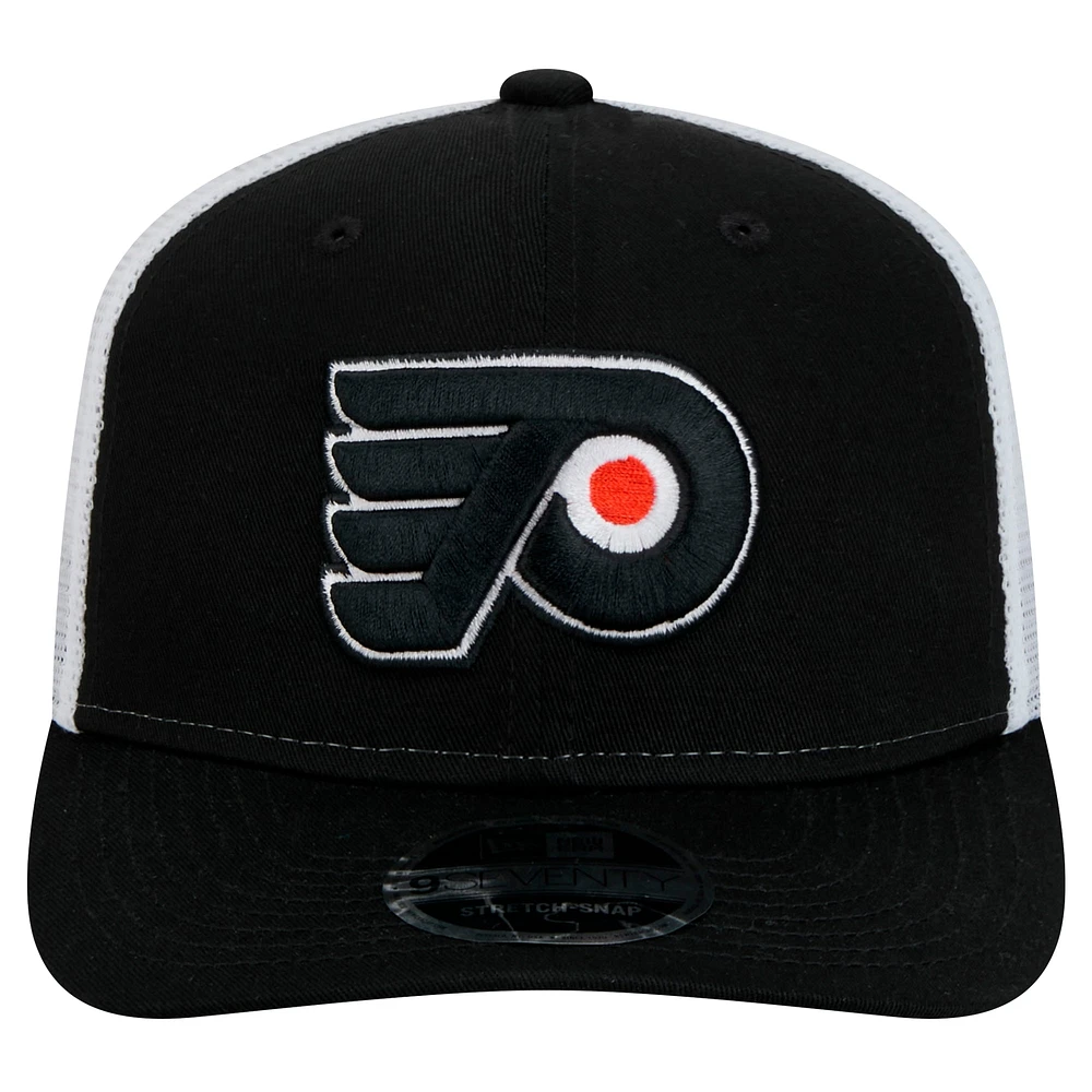 Casquette extensible à boutons-pression Core Trucker 9SEVENTY noire des Flyers de Philadelphie de New Era pour homme