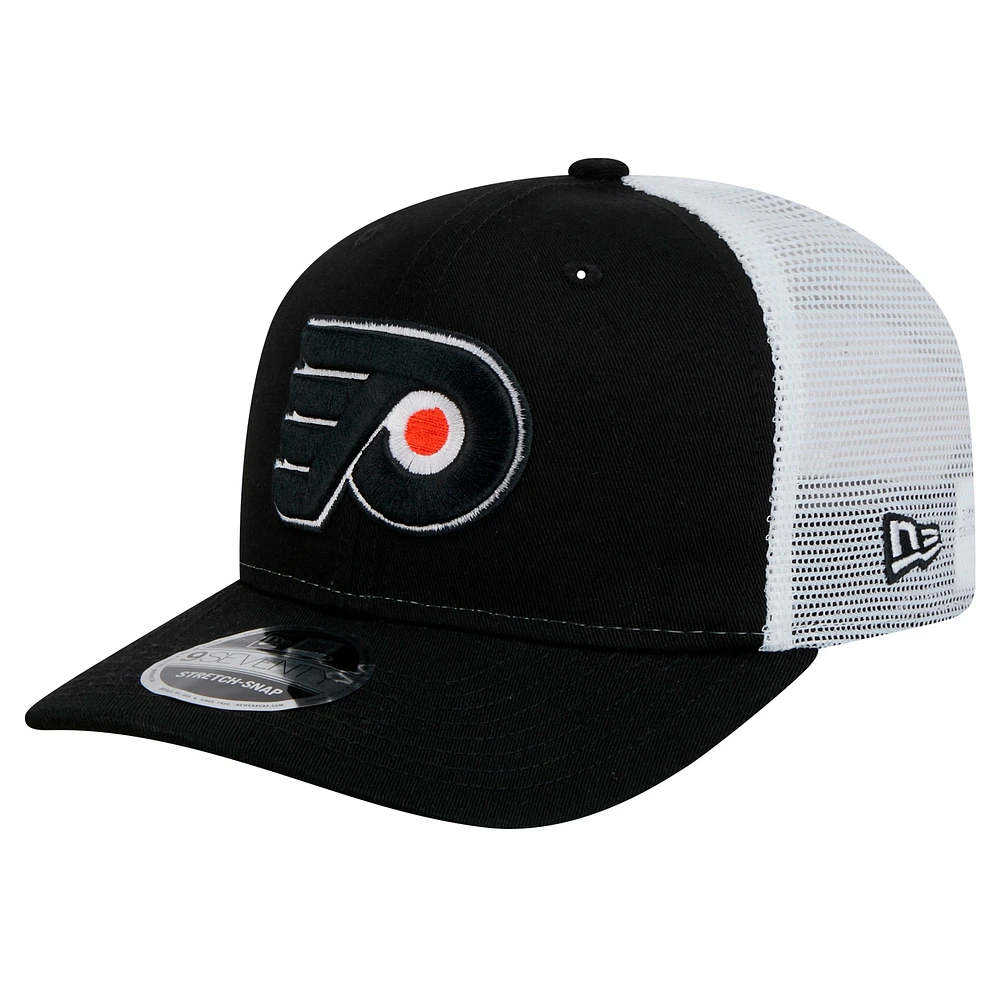 Men's New Era Black Philadelphia Flyers Core Trucker 9SEVENTY Stretch-Snap Hat