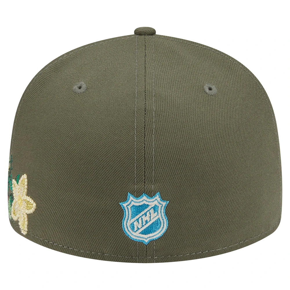 Men's New Era Olive Philadelphia Flyers Tonal Florals 59FIFTY Fitted Hat