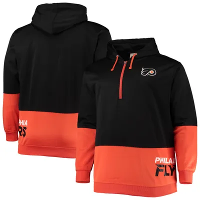 Philadelphia Flyers Big & Tall Team Quarter-Zip Hoodie - Black/Orange