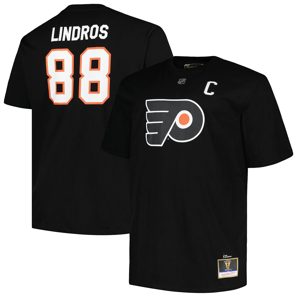 Profil pour hommes Eric Lindros Noir Philadelphia Flyers Big & Tall Captain Patch Nom et numéro T-shirt