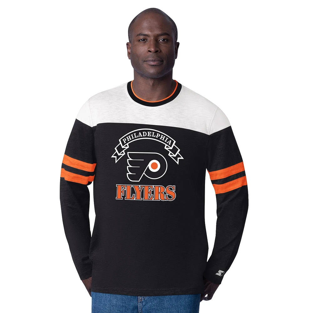 Men's Starter  Black Philadelphia Flyers Blitz Durene Long Sleeve T-Shirt