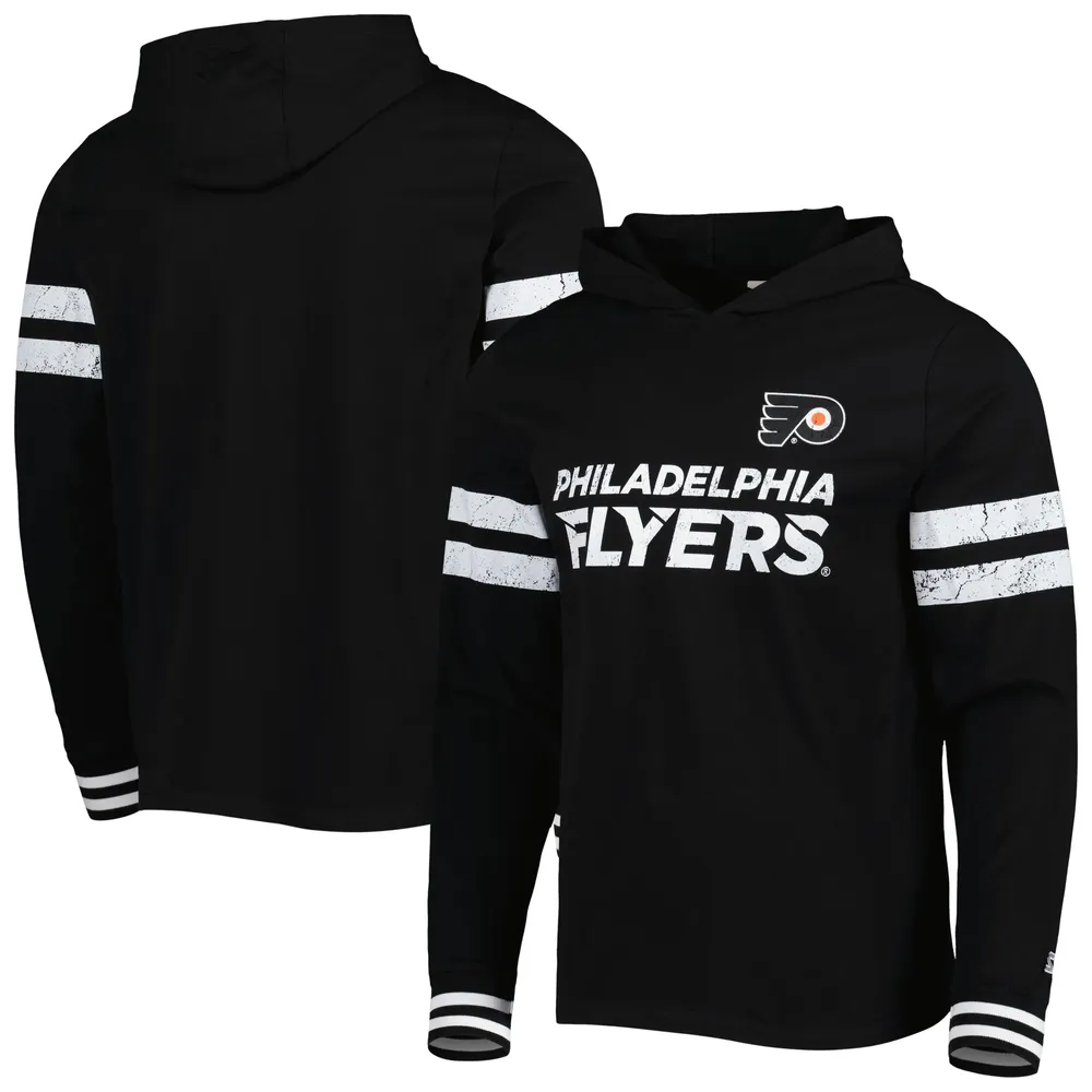 Men's Starter Black Philadelphia Flyers Offense Long Sleeve Hoodie T-Shirt