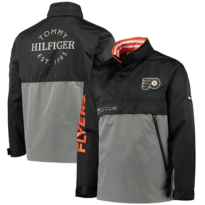 Veste à capuche Anorak quart de zip Tommy Hilfiger pour hommes, noir/gris, Philadelphia Flyers