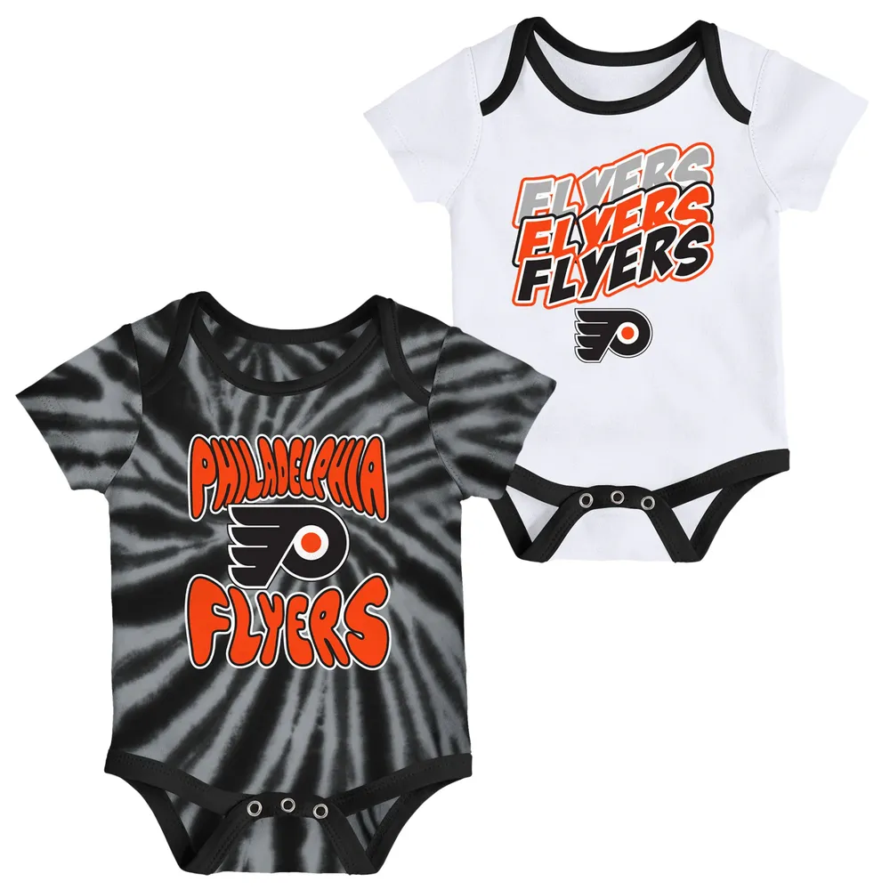 Newborn & Infant Philadelphia Flyers Black/White Monterey Tie-Dye Two-Pack  Bodysuit Set