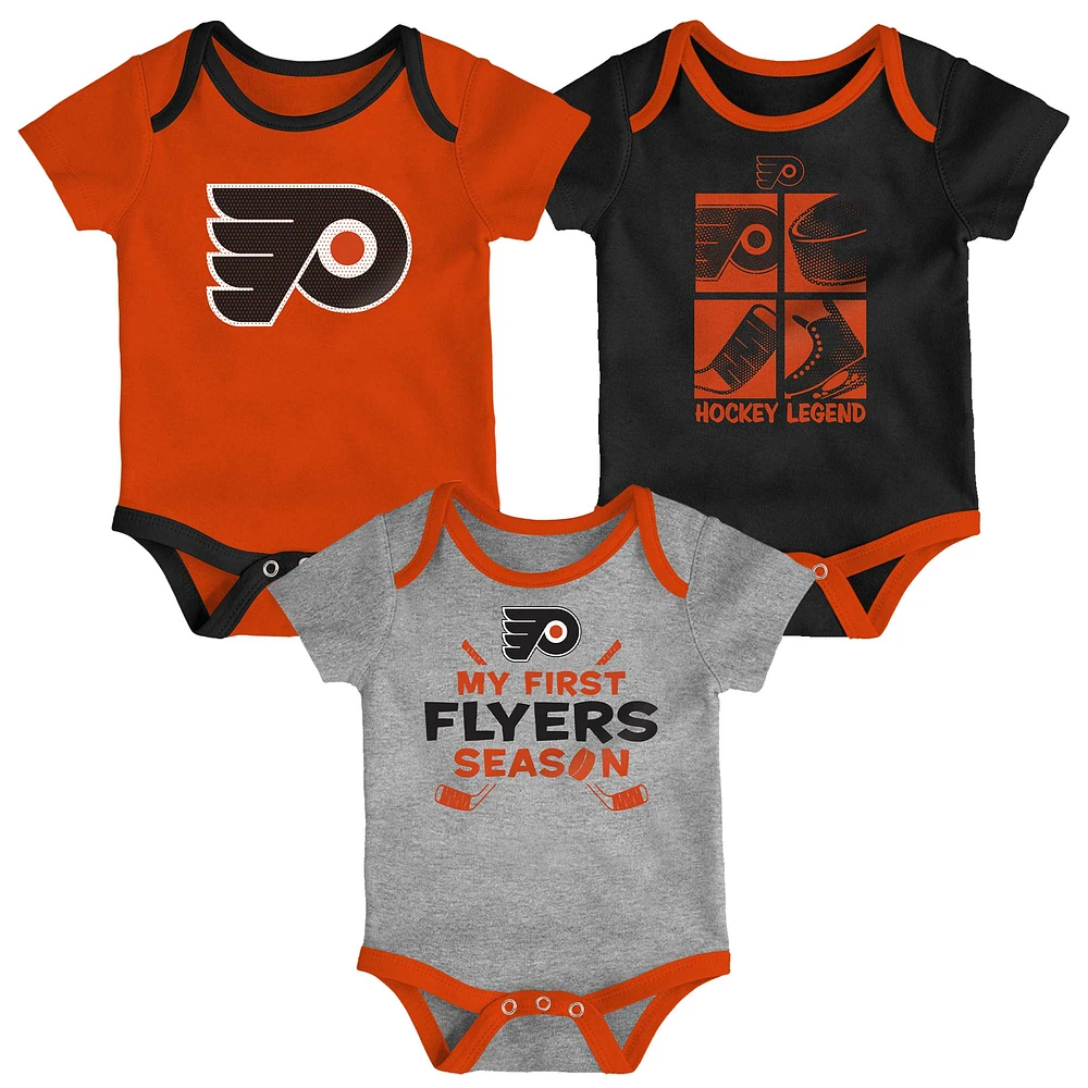 Ensemble de body trois pièces pour nouveau-né et bébé avec motif Legend des Philadelphia Flyers