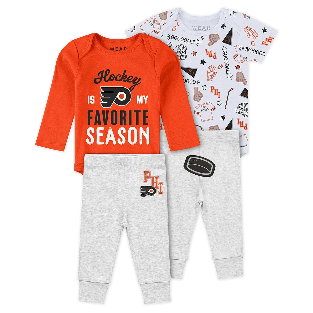 Newborn & Infant WEAR by Erin Andrews Philadelphia Flyers Turn Me Around Bodysuits Pants 3-Piece Set