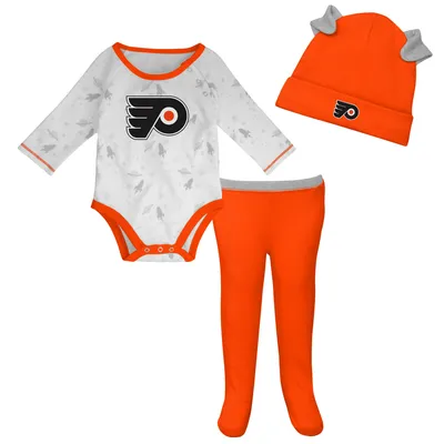 Newborn & Infant Philadelphia Flyers Black/Orange Puck Happy Bodysuit, Bib  & Booties Set