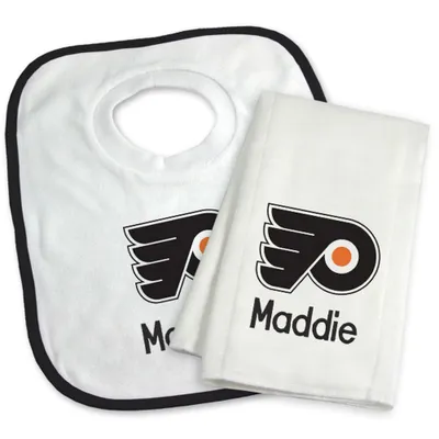 Philadelphia Flyers Newborn & Infant Personalized Bib & Burp Cloth Set - White