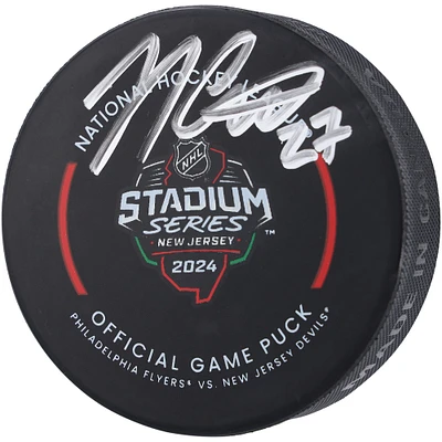 Rondelle de match officielle autographiée par Noah Cates des Flyers de Philadelphie pour la Stadium Series 2024