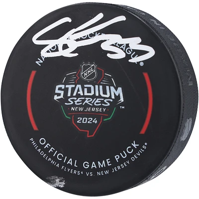 Palet de match officiel autographié par Samuel Ersson des Flyers de Philadelphie pour la Stadium Series 2024