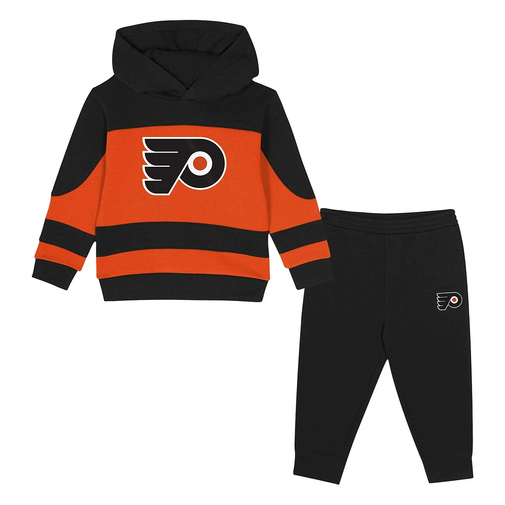 Ensemble sweat à capuche et pantalon de survêtement en molleton noir/orange pour tout-petit des Flyers Philadelphie Puck Hero