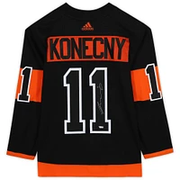 Travis Konecny ​​Philadelphia Flyers Dédicacé Noir Adidas Authentique Maillot