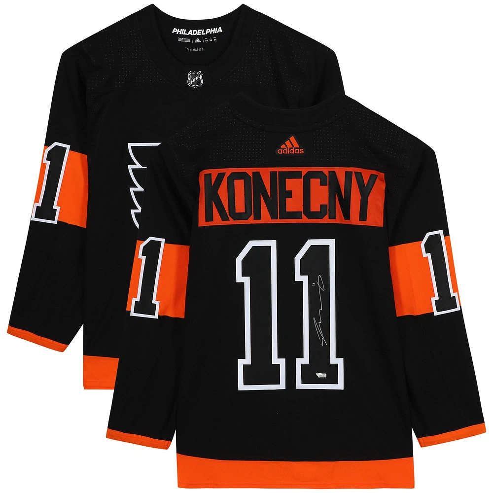 Travis Konecny Philadelphia Flyers Dédicacé Noir Adidas Authentique Maillot