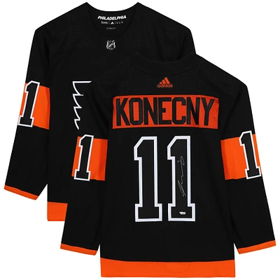 Travis Konecny ​​Philadelphia Flyers Dédicacé Noir Adidas Authentique Maillot