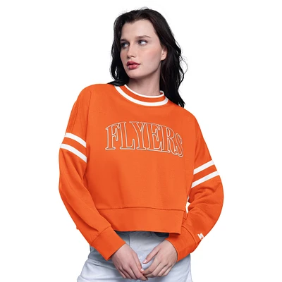 Women's Starter  Orange Philadelphia Flyers Power Play Cropped Pullover Sweatshirt
