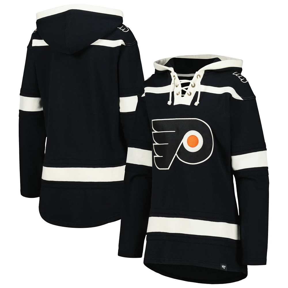 Women's '47  Black Philadelphia Flyers Superior Lacer Pullover Hoodie