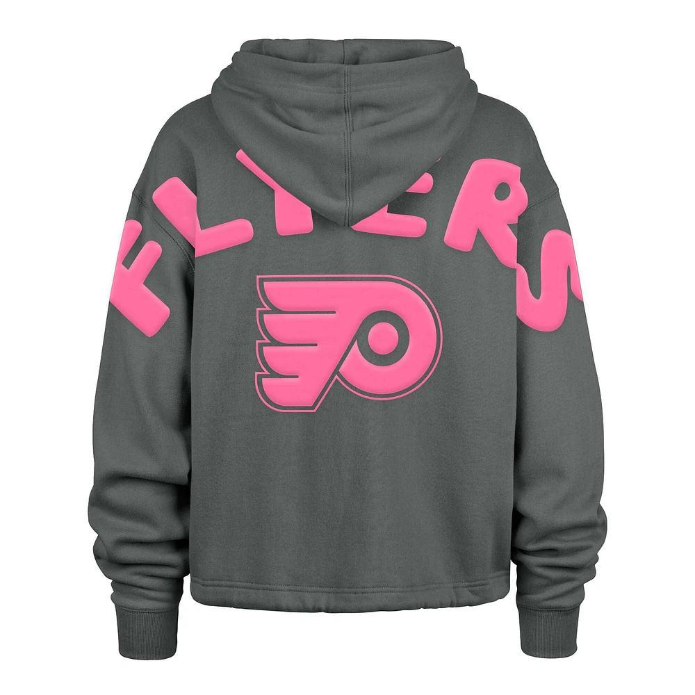 Sweat à capuche court Bright Side Venice '47 gris pour femme des Philadelphia Flyers