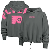 Sweat à capuche court Bright Side Venice '47 gris pour femme des Philadelphia Flyers