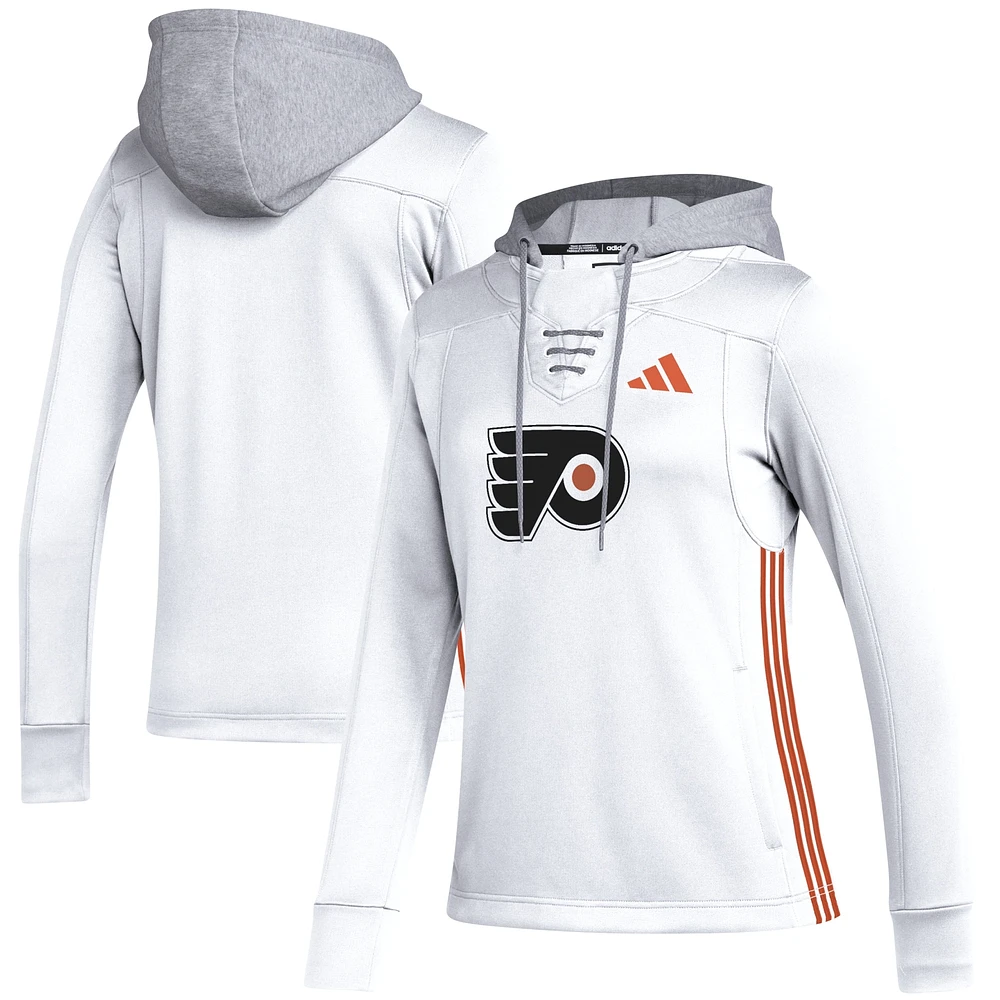 Women's adidas White Philadelphia Flyers Refresh Skate Lace AEROREADY Pullover Hoodie