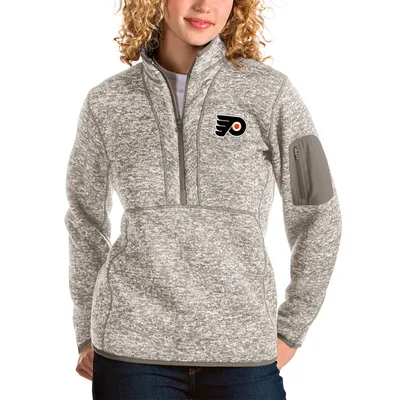 Philadelphia Flyers Antigua Women's Fortune Half-Zip Pullover Jacket - Oatmeal