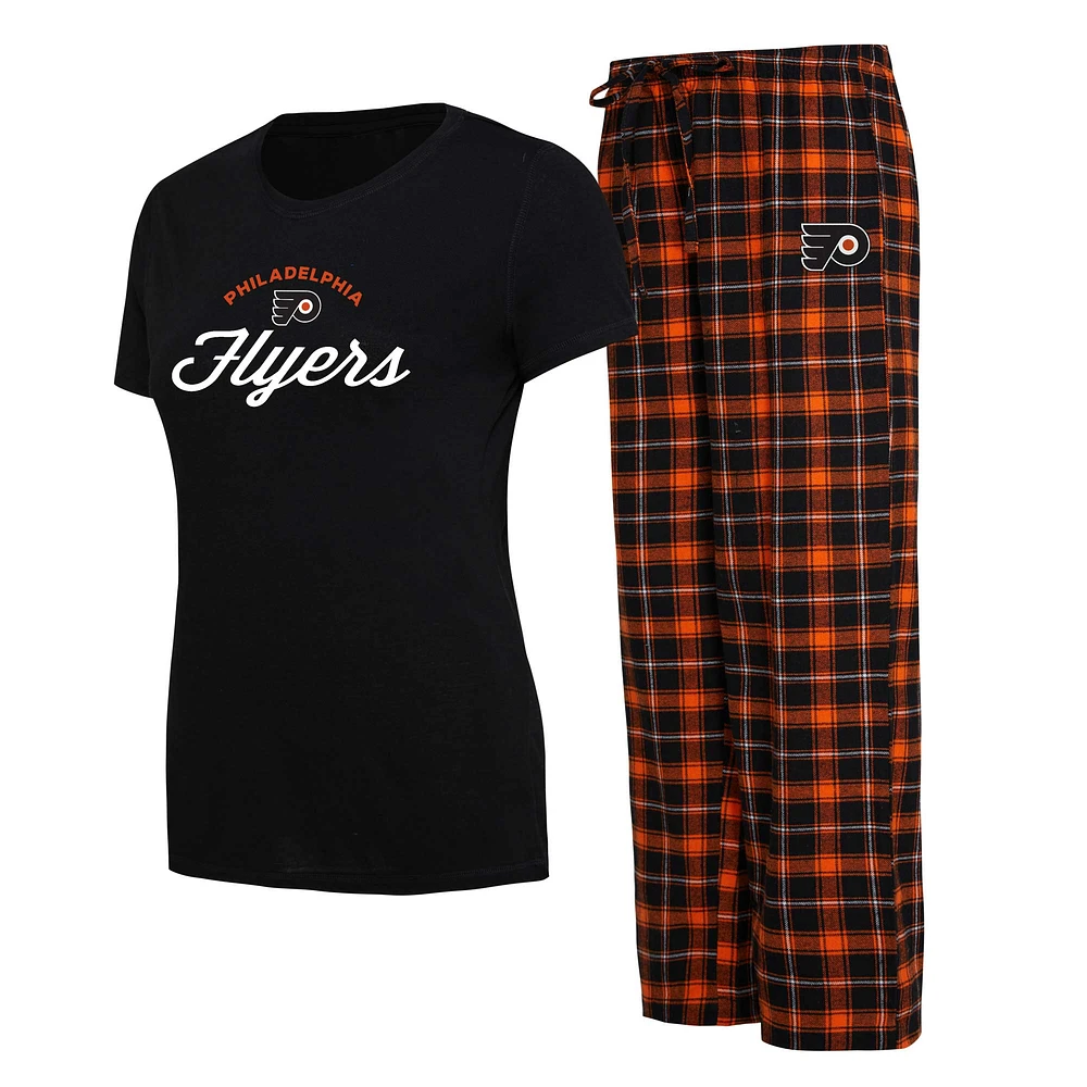 Ensemble de nuit Concepts Sport pour femmes, t-shirt et pantalon pyjama Arctic des Flyers Philadelphie, noir/orange