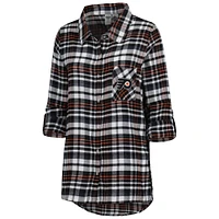 Women's Concepts Sport Black Philadelphia Flyers Mainstay Flannel Full-Button Long Sleeve Nightshirt