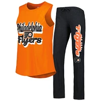 Women's Concepts Sport Heather Orange/Heather Black Philadelphia Flyers Meter Muscle Tank Top & Pants Sleep Set