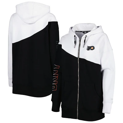 Sweat à capuche zippé DKNY Sport Flyers de Philadelphie Gina pour femme, noir/blanc