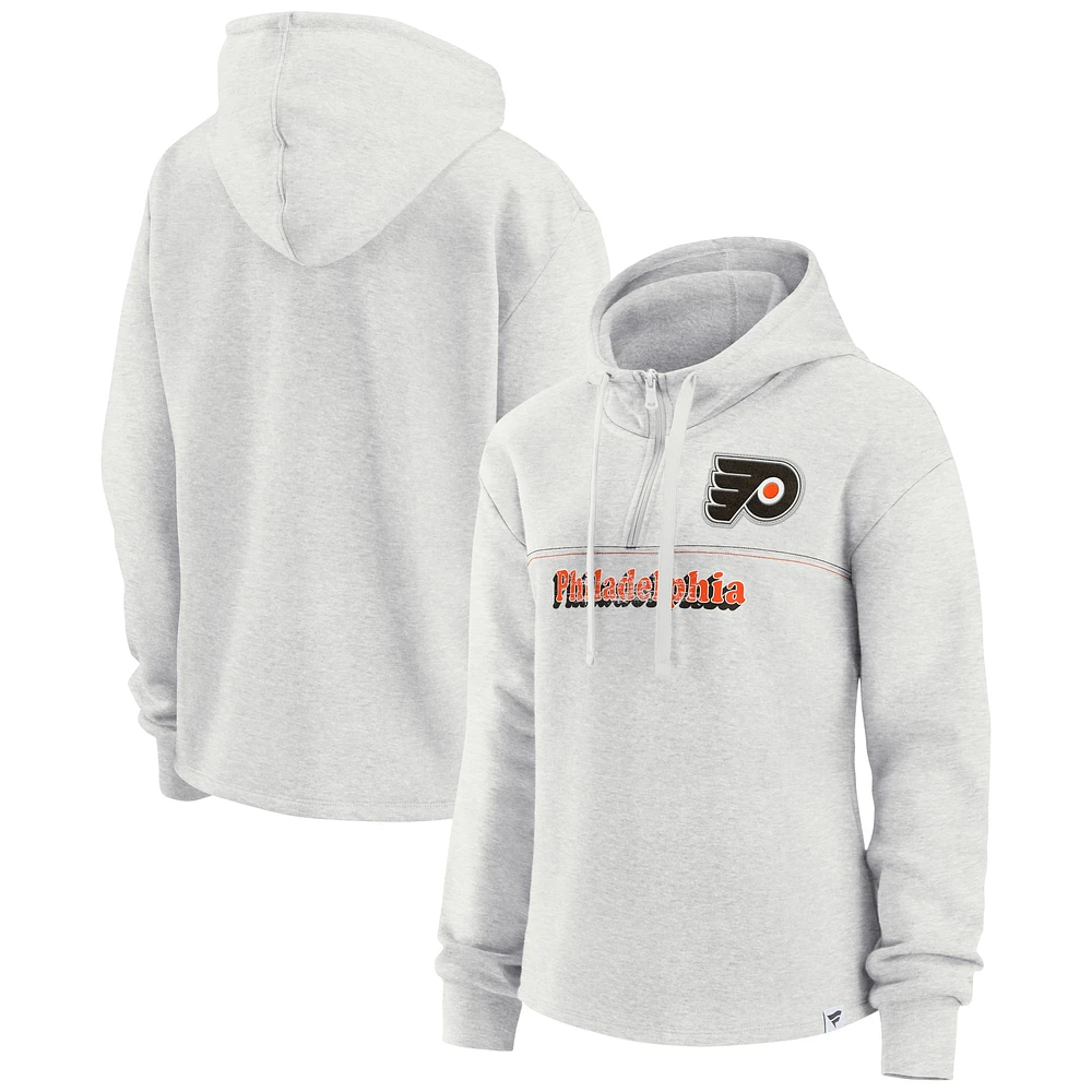 Women's Fanatics Ash Philadelphia Flyers True Classics Legacy Quarter-Zip Hoodie