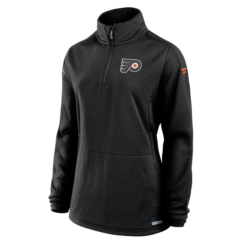 Haut à enfiler léger quart de zip Authentic Pro Rink des Flyers Philadelphie Fanatics pour femmes, noir