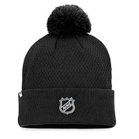 Women's Fanatics Black Philadelphia Flyers Authentic Pro Road Cuffed Knit Hat with Pom