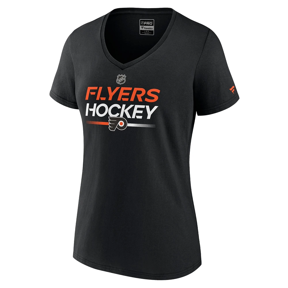 Women's Fanatics  Black Philadelphia Flyers Authentic Pro V-Neck T-Shirt