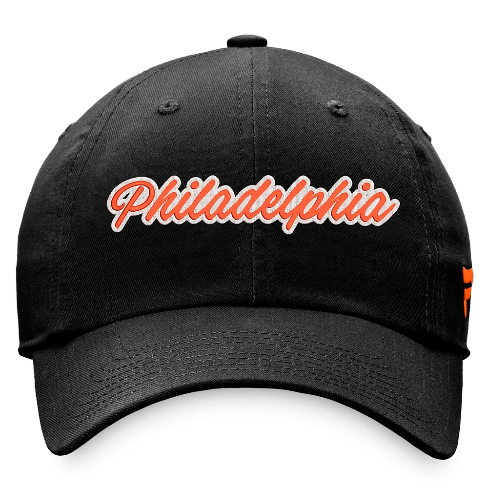 Casquette ajustable Breakaway noire pour femmes de la marque Fanatics des Flyers de Philadelphie