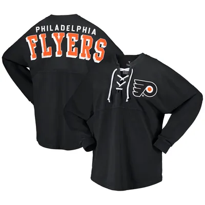 Philadelphia Flyers Fanatics Branded Women's Spirit Lace-Up V-Neck Long Sleeve Jersey T-Shirt - Black