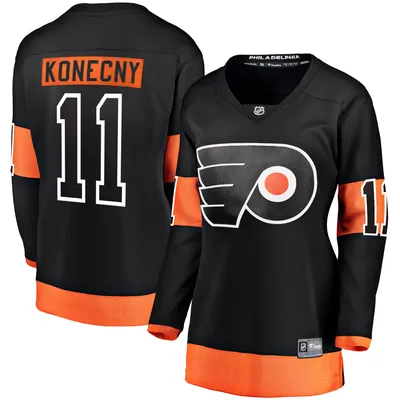 Men's Fanatics Branded Travis Konecny Black Philadelphia Flyers Alternate Breakaway Player Jersey