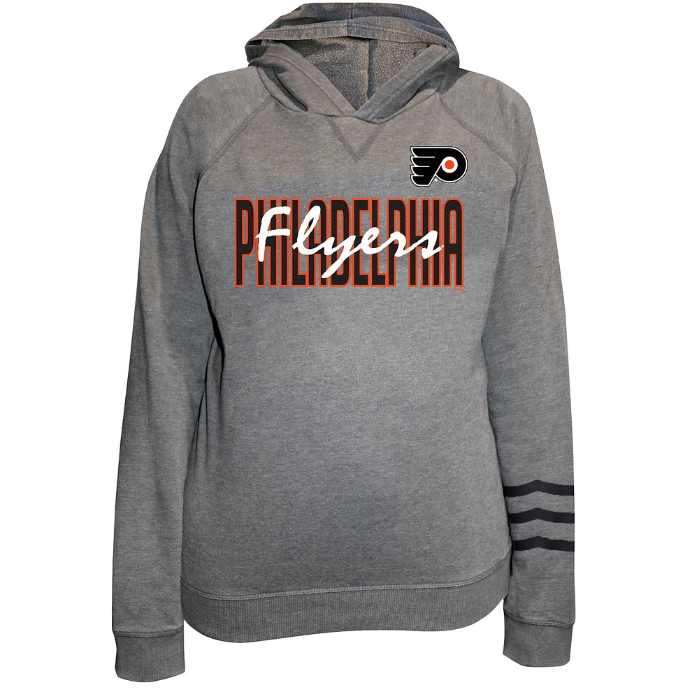 Sweat à capuche en polaire léger taille plus Fanatics Heather Grey Philadelphia Flyers pour femmes